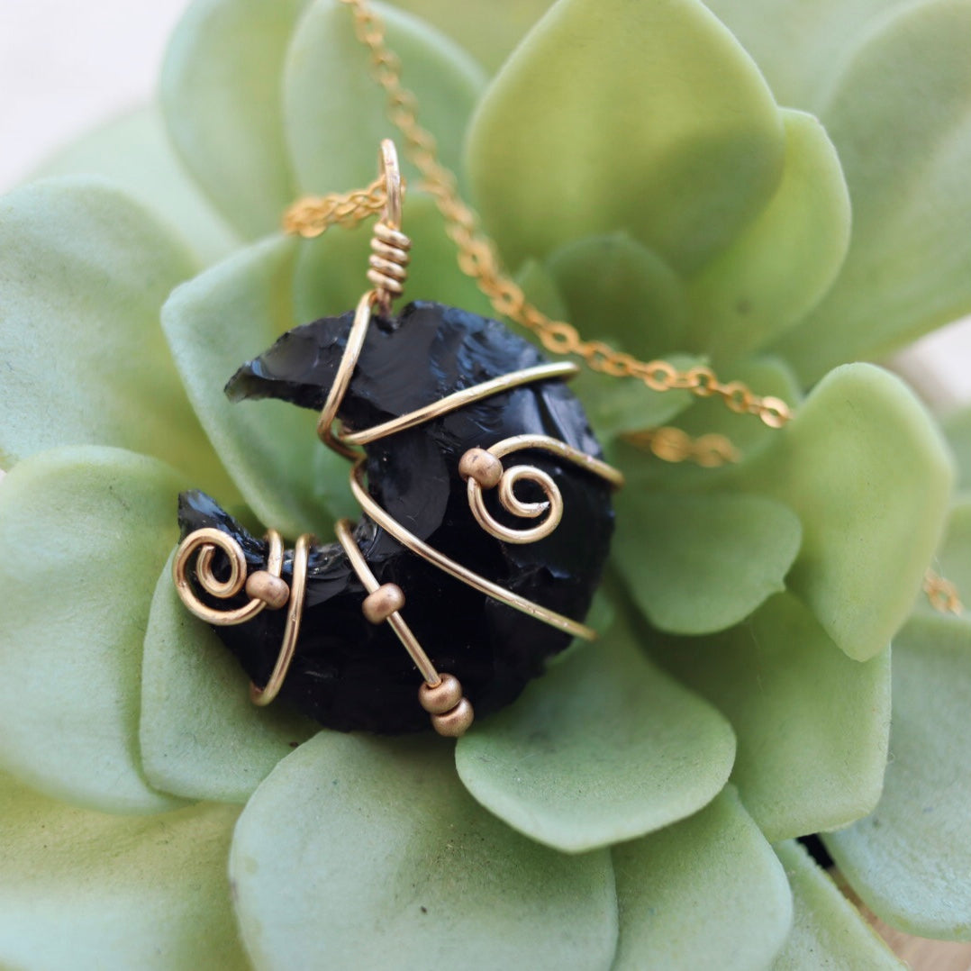 Obsidian moon deals necklace