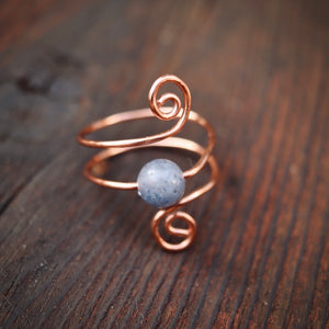 Clear Blue Skies Spiral Ring